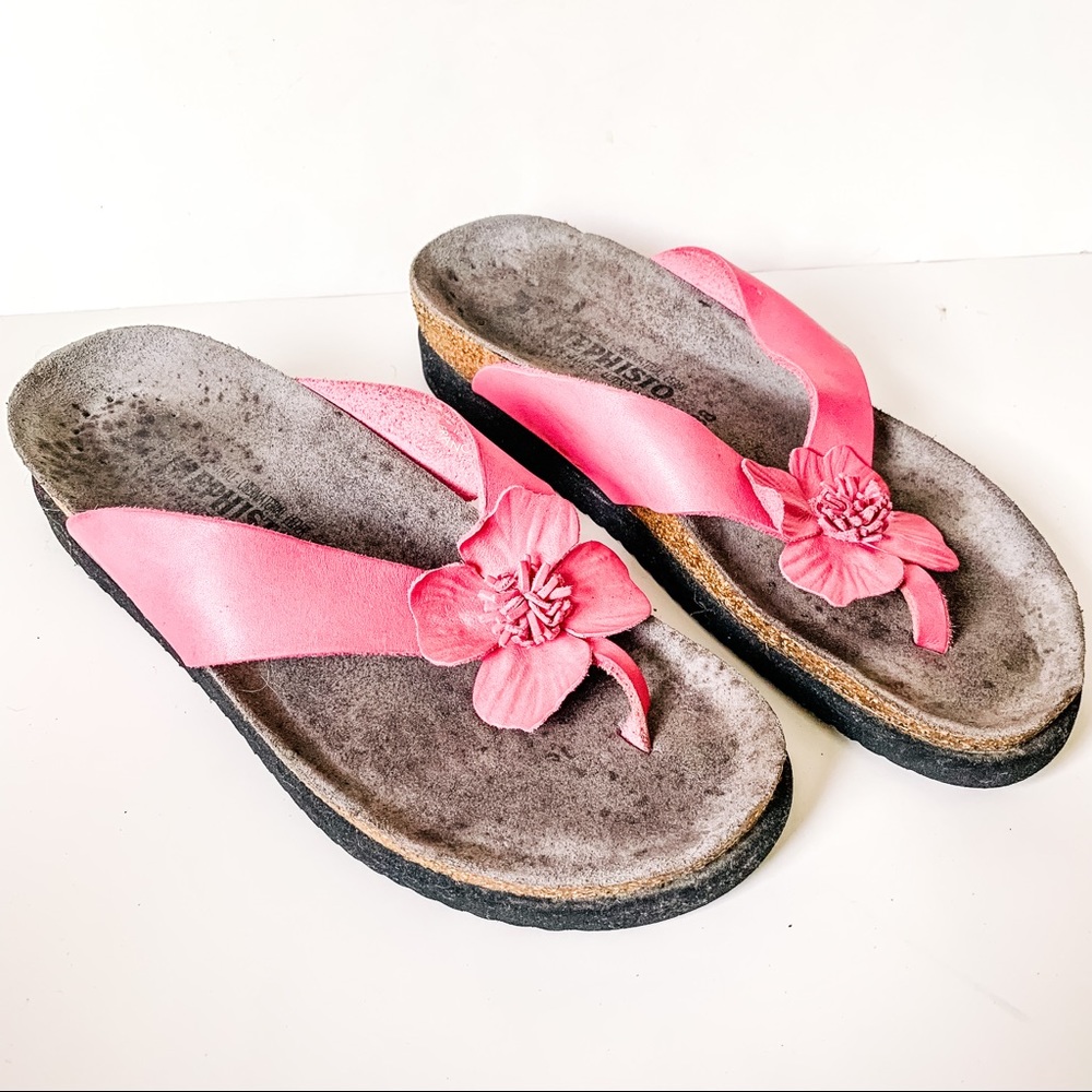 Mephisto Pink Flower Sandals SZ-7.5